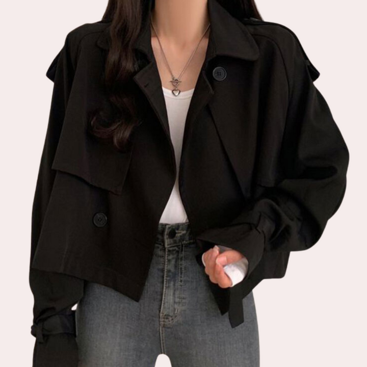 Short Ladies' Coat with a Modern Look - Sienna-Black-Nora Luxe