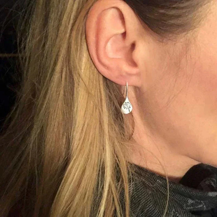 Silver Dandelion Earrings - Amira-Nora Luxe