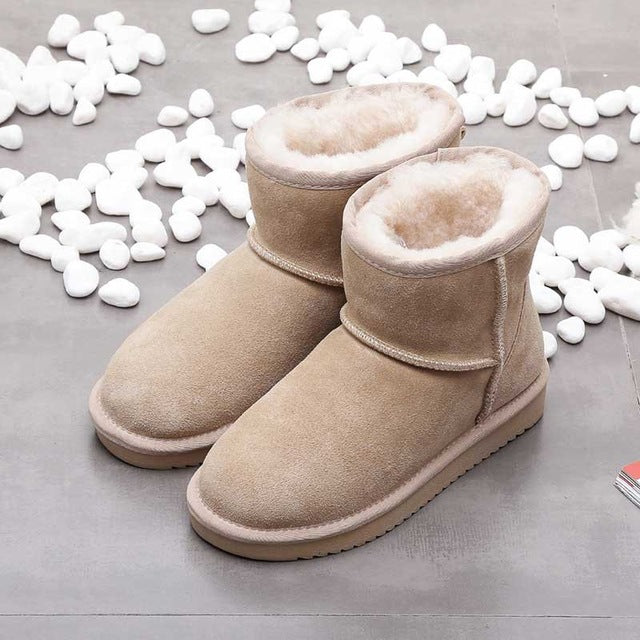 Single High Leather Women's Snow Boots - Nora-Beige-2.5-Nora Luxe