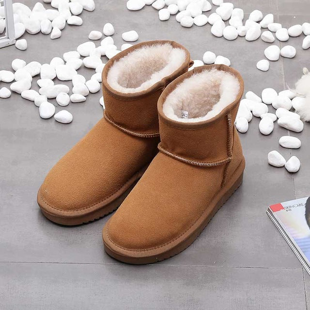 Single High Leather Women's Snow Boots - Nora-Khaki-2.5-Nora Luxe