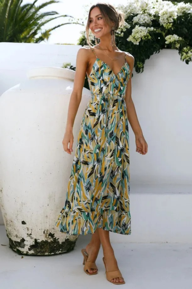 Sleeveless Summer Dress with Print – Isla-Orange-S-State of Style