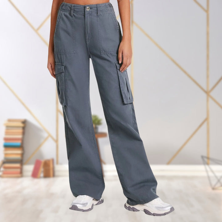 Slim-Fit Ladies Cargo Trousers - Maya-Dark Gray-S-Nora Luxe