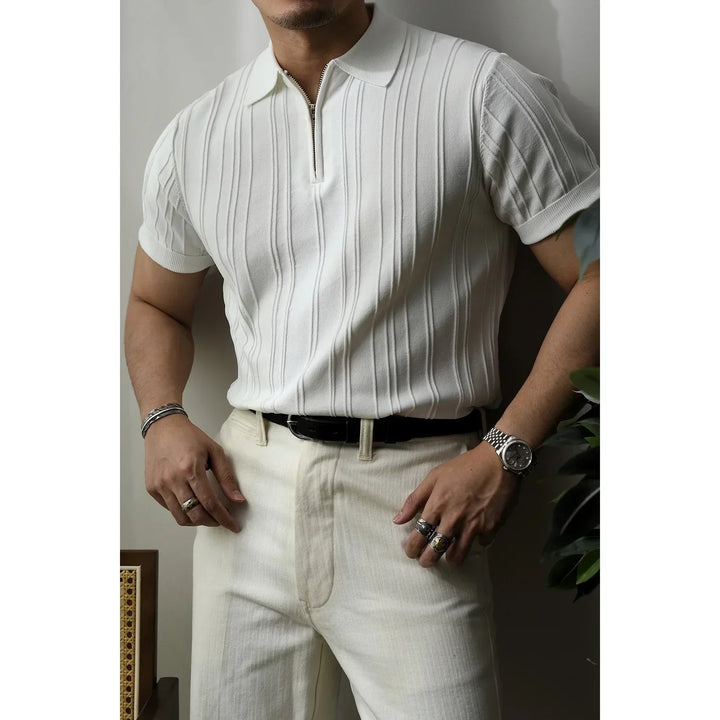 Slim Fit Men's Polo Shirt with Zip – Fabrizio-White-S-Nora Luxe