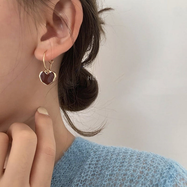 Small Red Heart Earrings - Amore-Nora Luxe