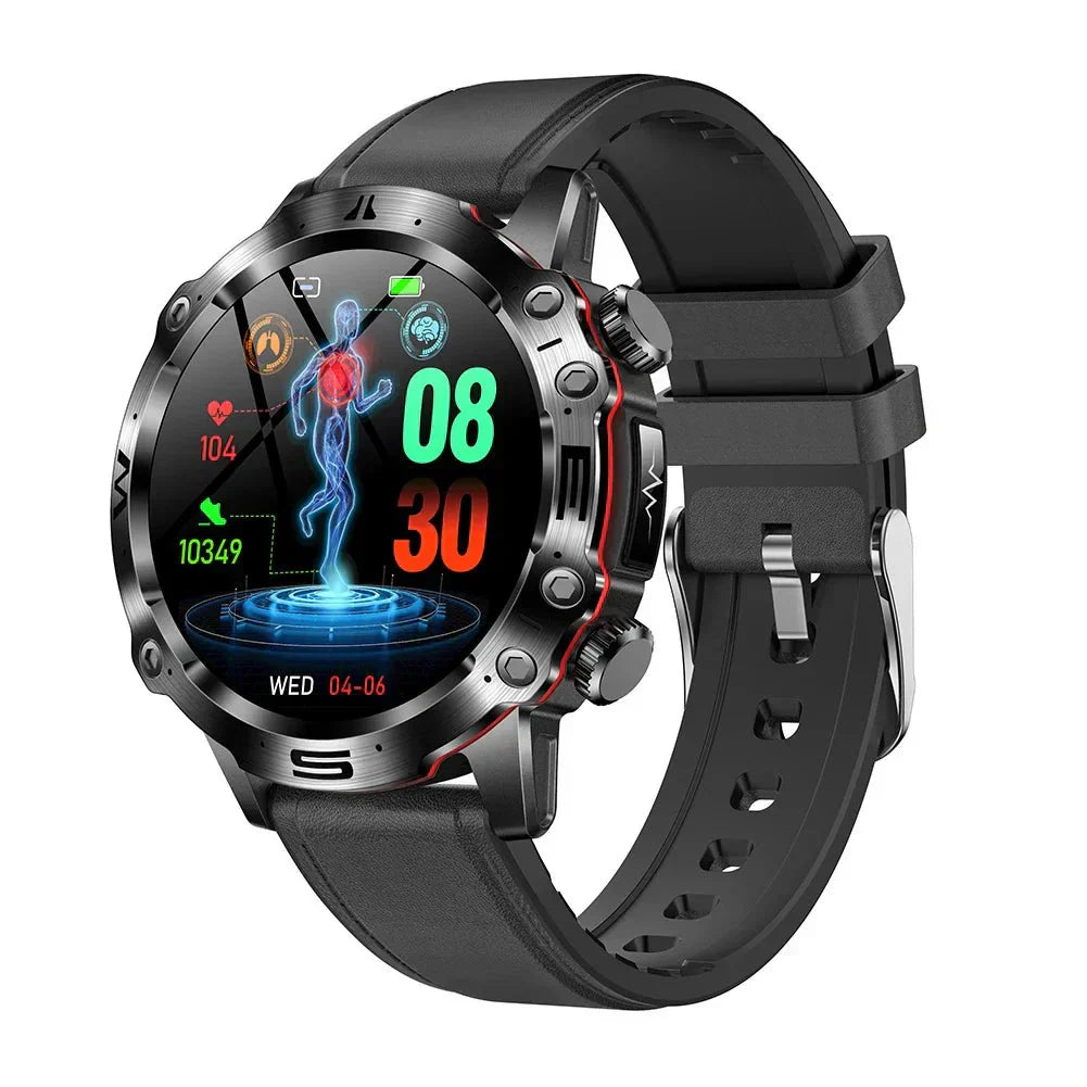Smart Health Tracker with Glucose and ECG Measurement - HealthPro-Black leather-Nora Luxe