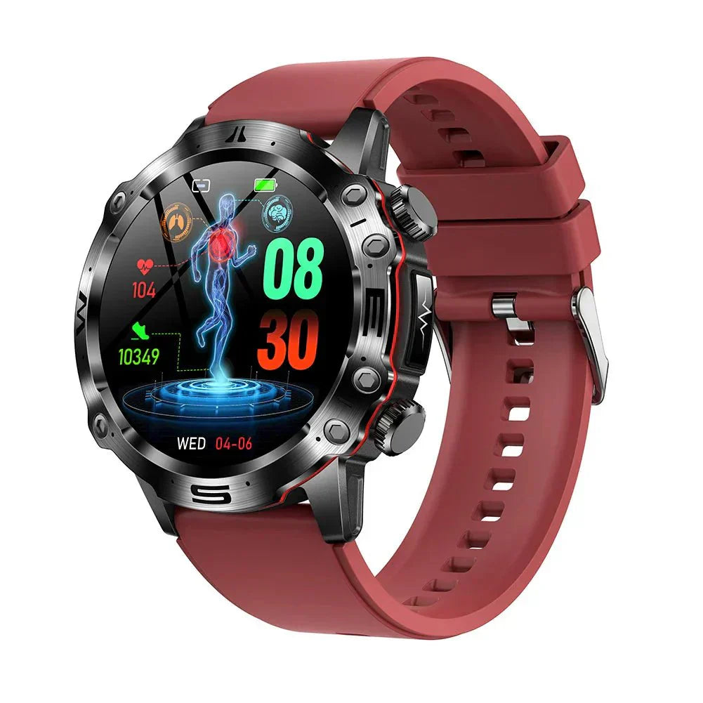 Smart Health Tracker with Glucose and ECG Measurement - HealthPro-Red-Nora Luxe