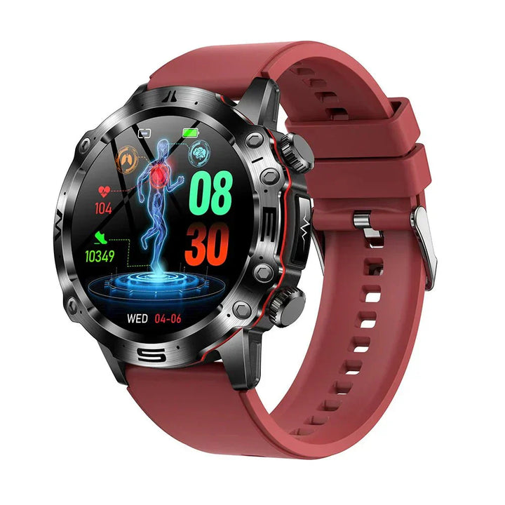 Smart Health Tracker with Glucose and ECG Measurement - HealthPro-Red-Nora Luxe