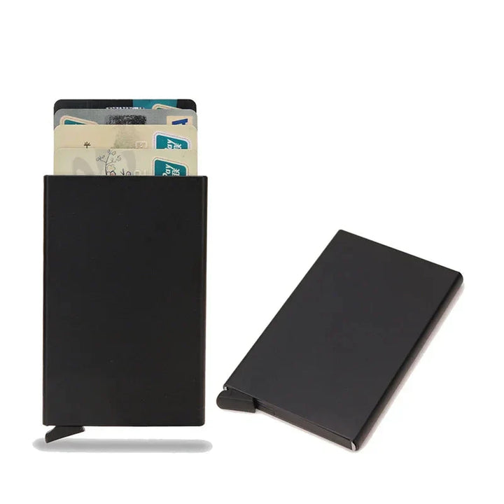 SMART RFID CREDIT CARD HOLDER - THIN MINI METAL WALLET FOR MEN-Style2 Black-Nora Luxe
