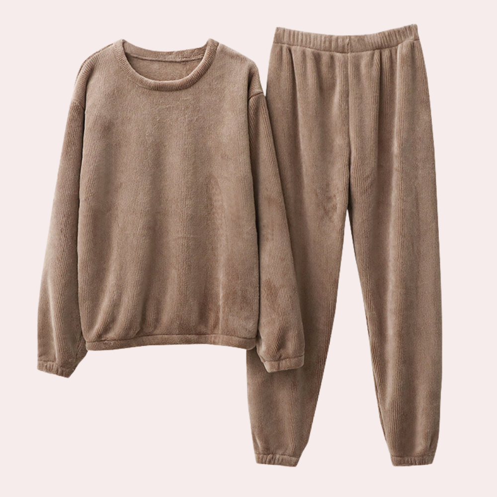 Soft and Warm Pajama Set for Women - Noa-Brown-M-Nora Luxe