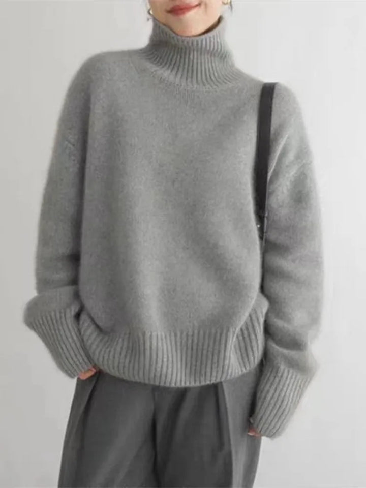 Soft Cashmere Women's Turtleneck - Seraphina-Beige-S-Nora Luxe