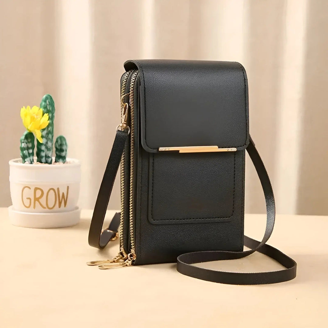 Soft Leather Shoulder Bag with Anti-Theft Protection - SafeTouch-Black-Nora Luxe
