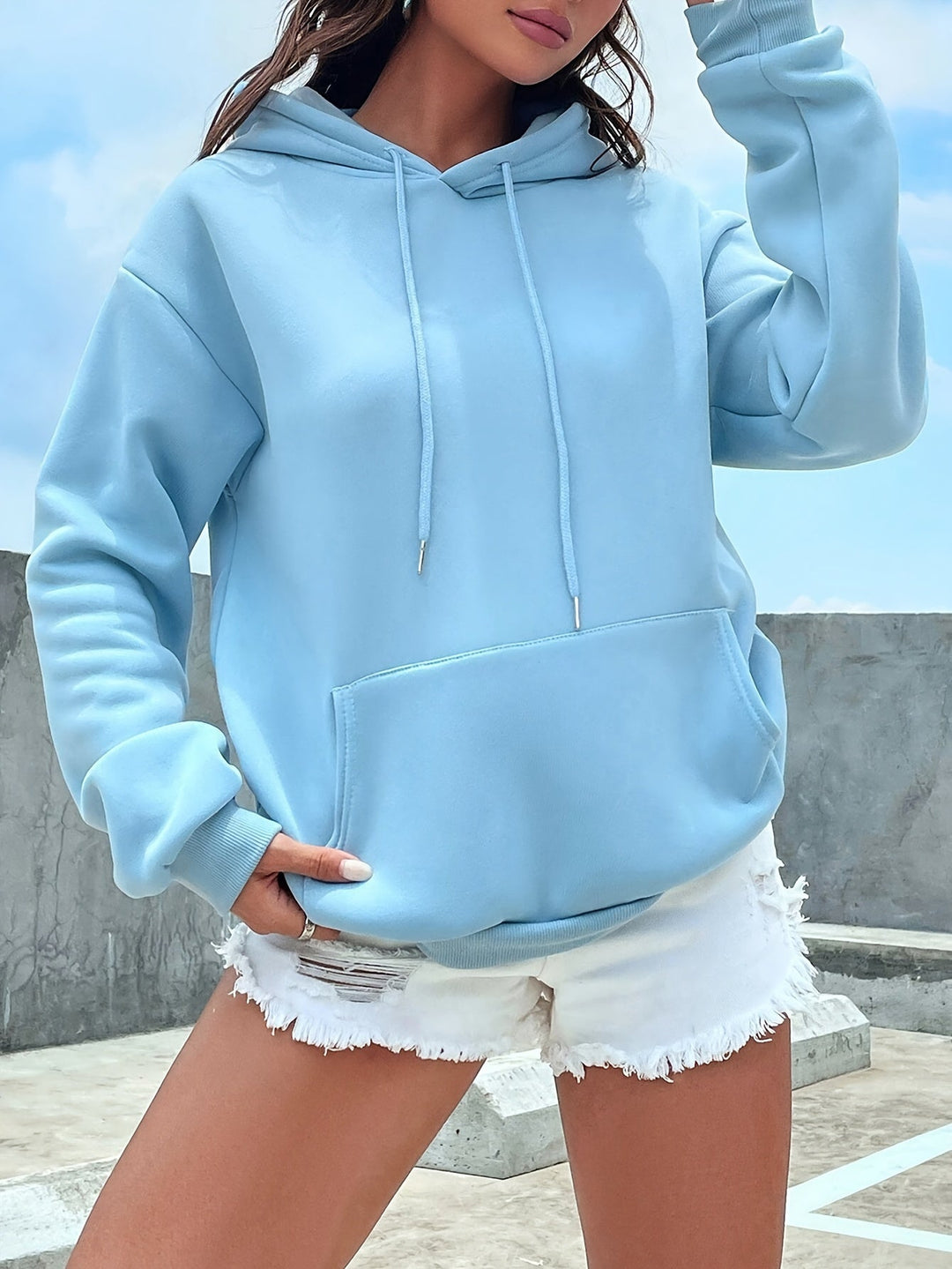 Soft Plush Pullover Hoodie with Hood for Women - Lilac-Blue-S-Nora Luxe