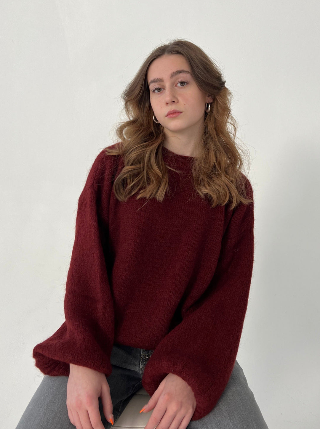 Soft Women's Sweater with Loose Fit - Aurena-Red-XS/S-Nora Luxe