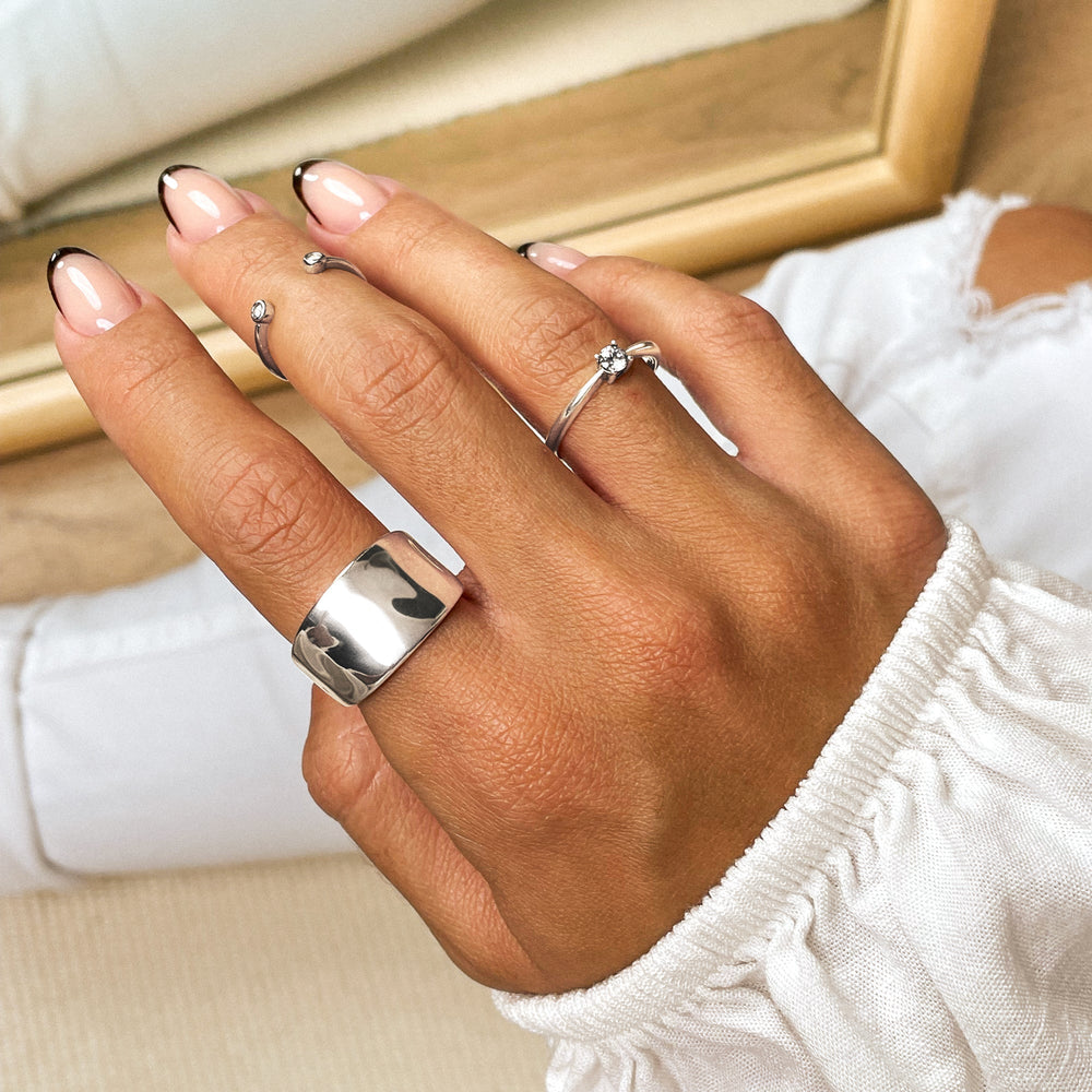 Solitaire Zirkonia Ring - Elena-Silver-5-Nora Luxe