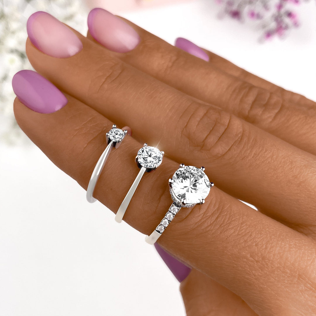 Solitaire Zirkonia Ring - Elena-Silver-5-Nora Luxe