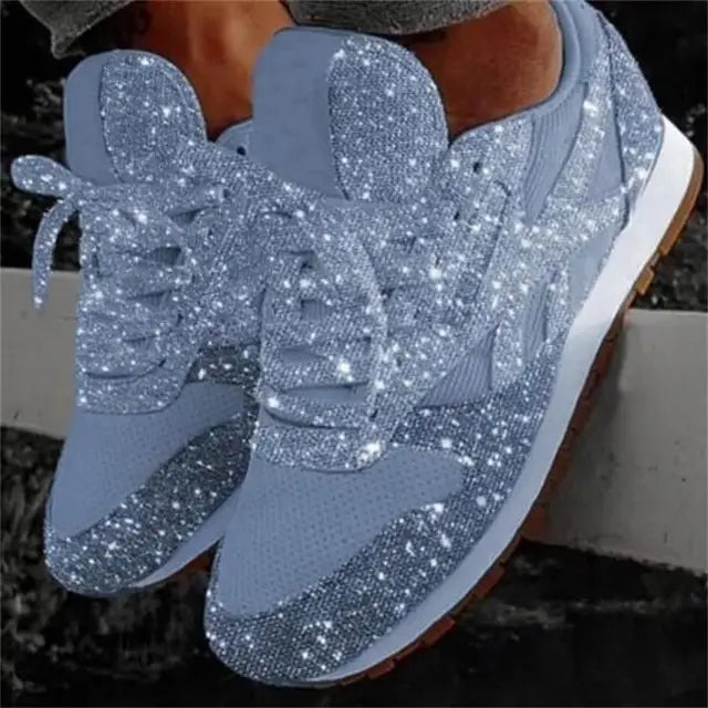 Sparkling ladies' sneakers with sporty comfort – Leona-Light blue-5.5-Nora Luxe