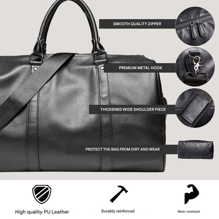 Large-Capacity Leather Travel Duffel – Lightweight & Durable Carry-On Bag