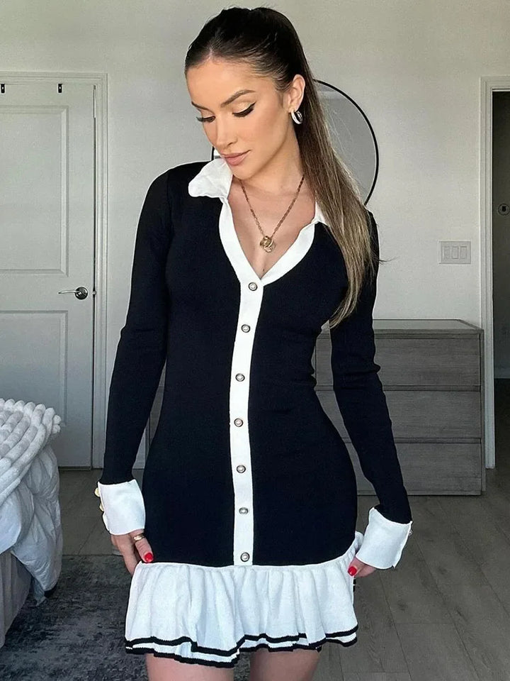 Strap mini dress with back cutout and bandage design – Amira-Black-S-Nora Luxe