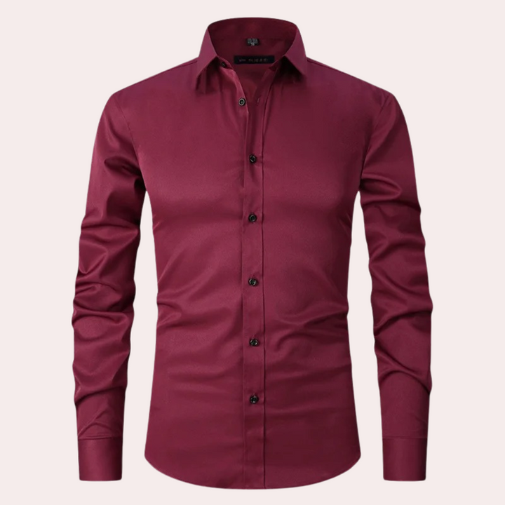 Stretch Shirt for Men - Luca-Bordeaux red-S-Nora Luxe