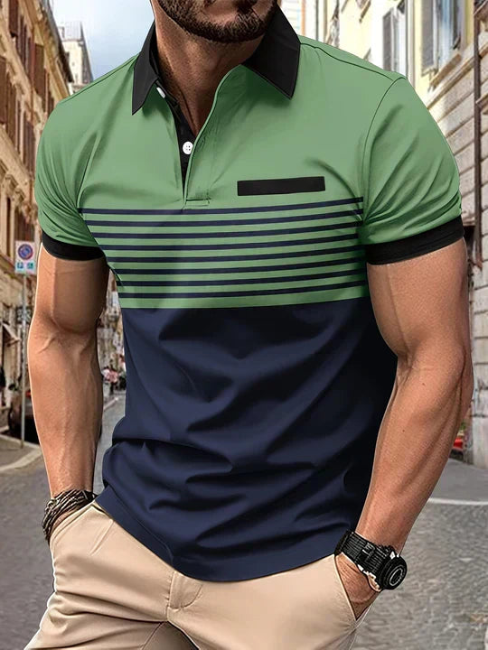 Striped summer polo shirt for men – Damian-Green-XS-Nora Luxe
