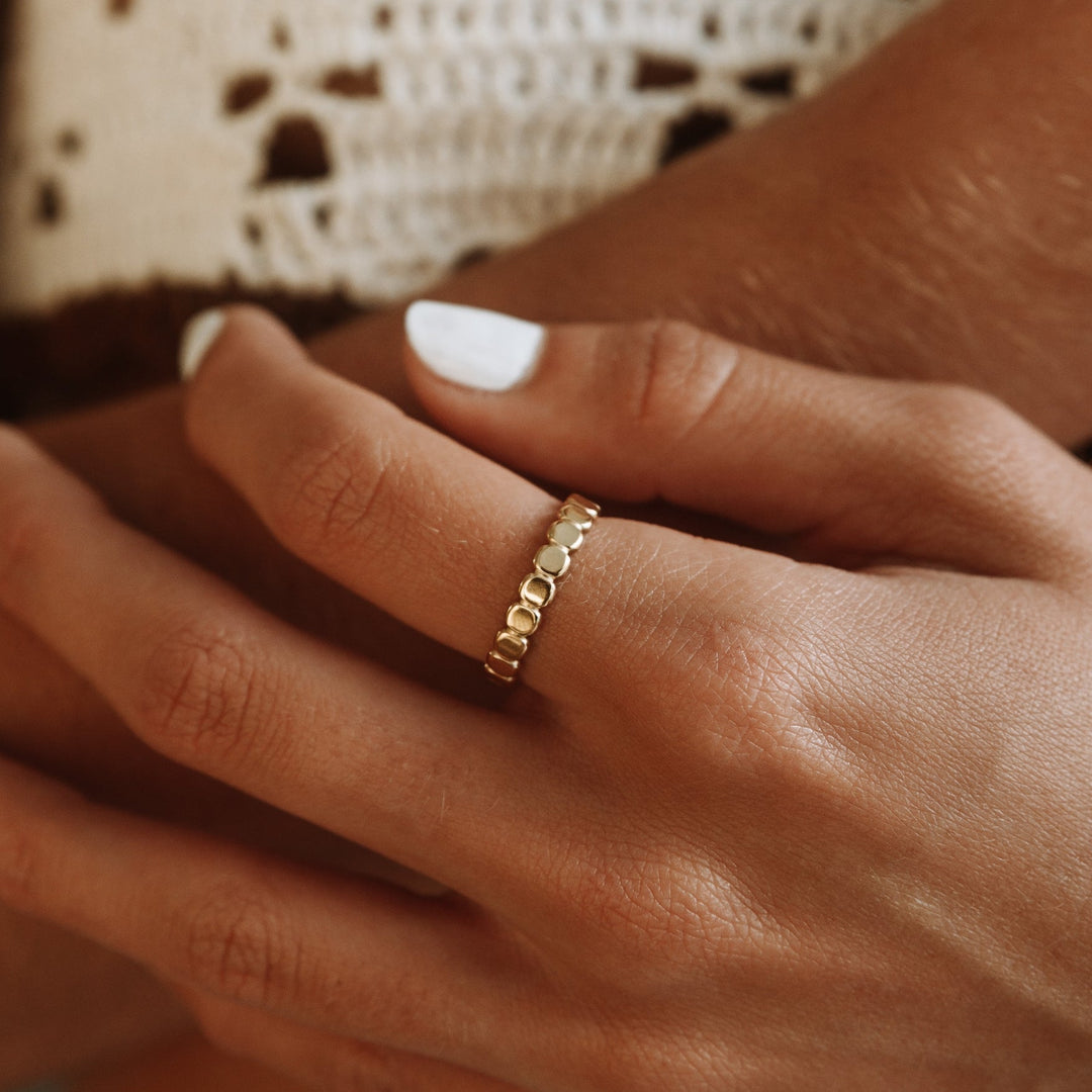 Stylish Beaded Ring - Elina-5-Gold-Nora Luxe