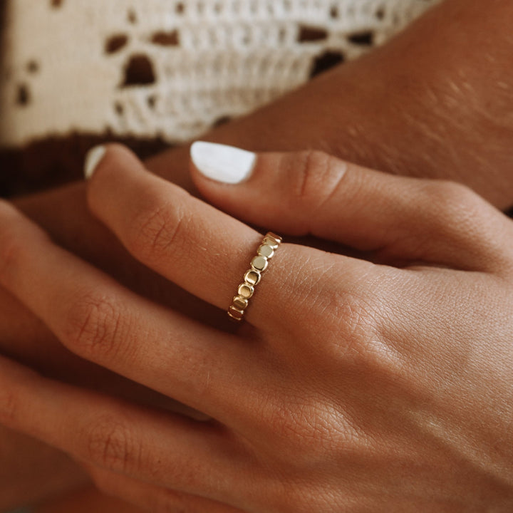 Stylish Beaded Ring - Elina-5-Gold-Nora Luxe