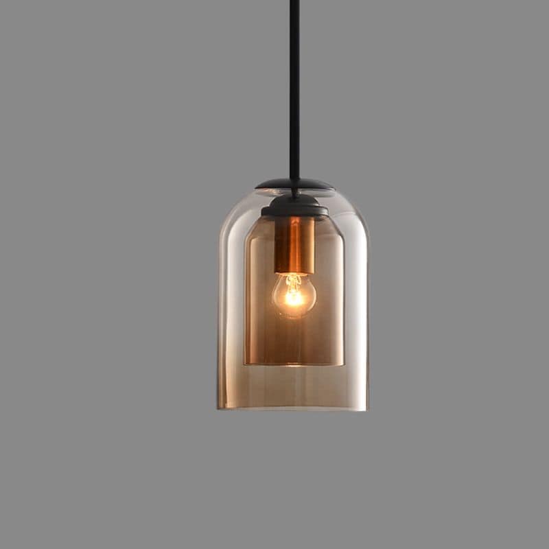 Single amber pendant lit on a plain gray background, shown from the front 11