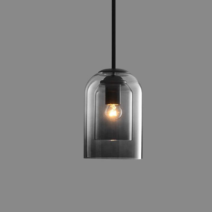 Single smoke gray pendant lit on a plain gray background, shown from the front 10