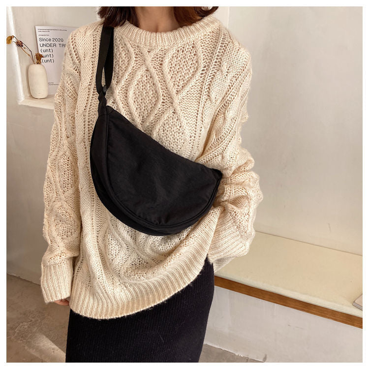Stylish Half Moon Crossbody Bag - Luna-Black-Nora Luxe
