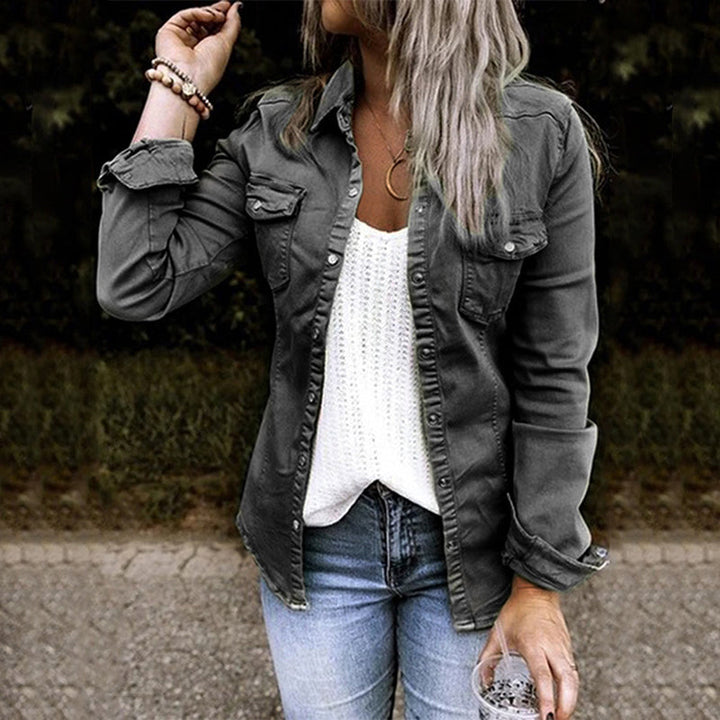 Stylish ladies' denim jacket - Elisa-Black-S-Nora Luxe