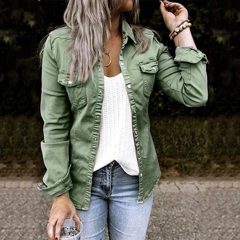 Stylish ladies' denim jacket - Elisa-Green-S-Nora Luxe