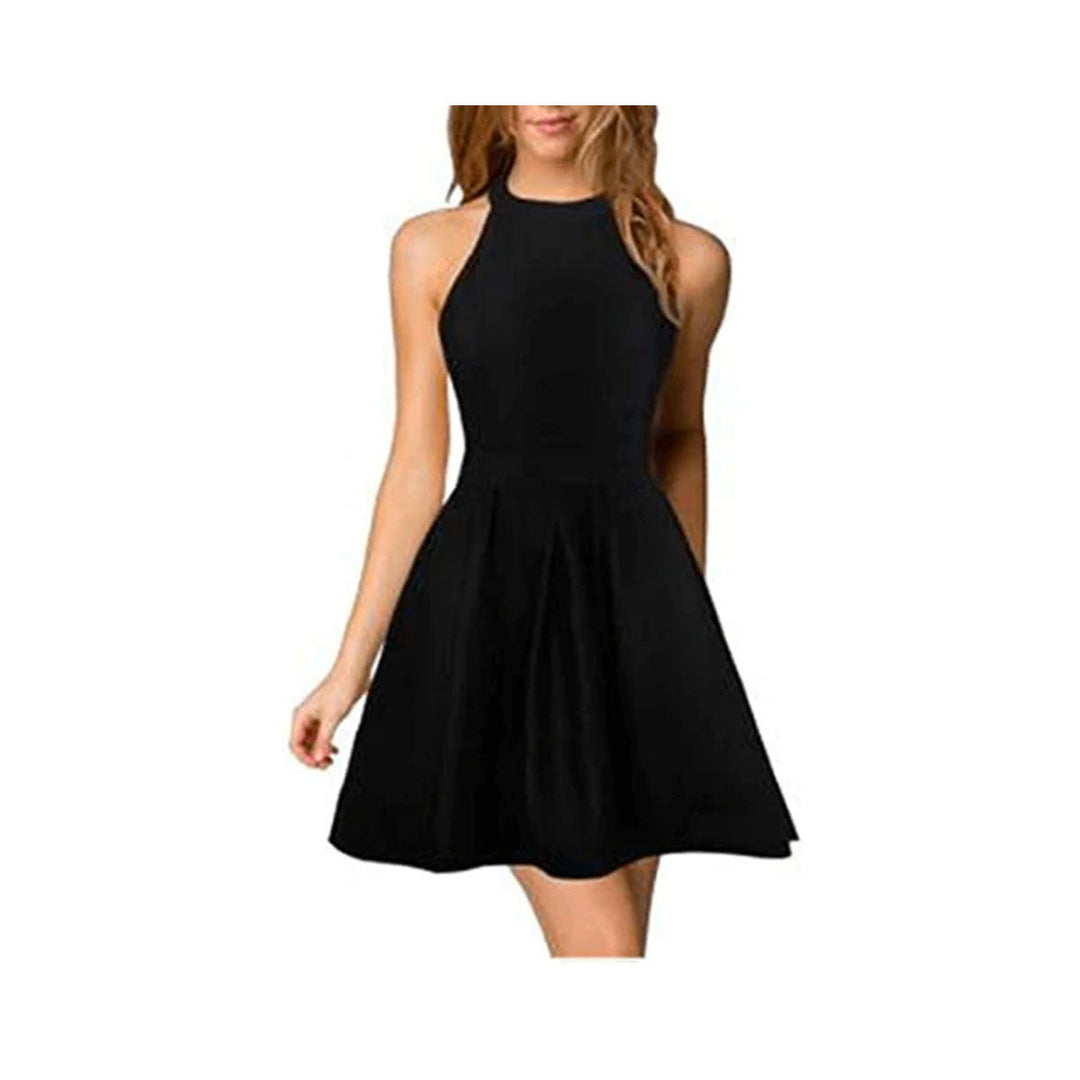 Stylish ladies' summer dress with halter neck – Malia-Black-S-Nora Luxe