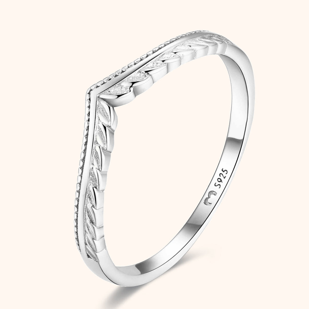 Stylish Leaf Pattern Ring - Vera-Silver-5-Nora Luxe