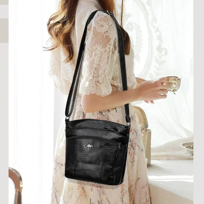 Stylish Leather Ladies Shoulder Bag - Sabrina-Brown-Nora Luxe