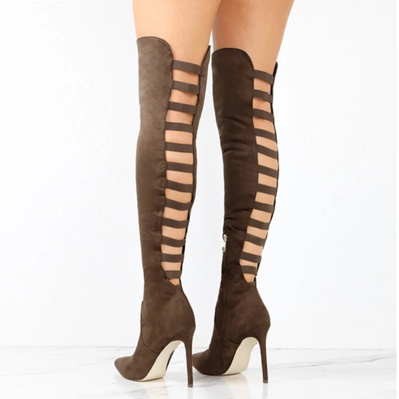 Stylish Long Boots with High Heel - Elara-Brown-3.0-Nora Luxe