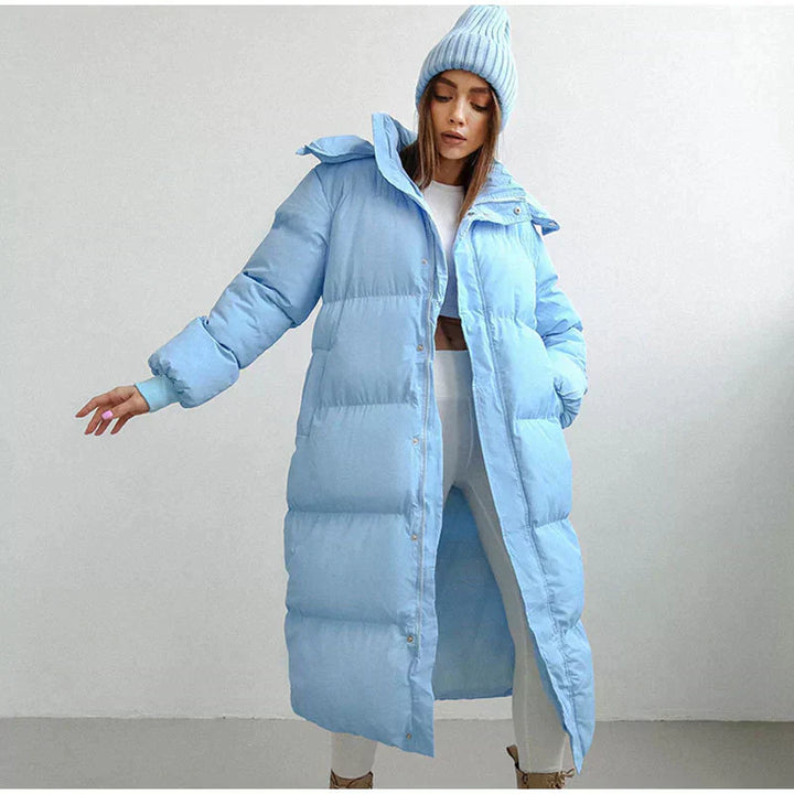Stylish Long Ladies' Down Jacket - Elise-Light Blue-XS-Nora Luxe