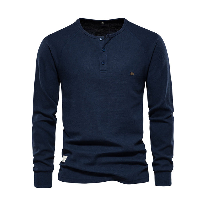 Stylish Men's Long Sleeve Shirt - Milo-Dark blue-S-Nora Luxe