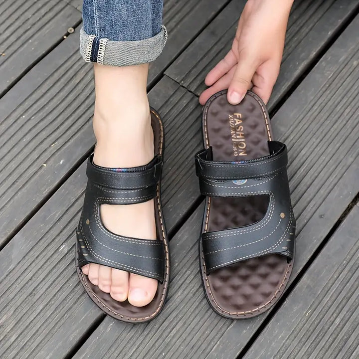Stylish Men's Sandals with Strap – Strider-Black-6-State of Style