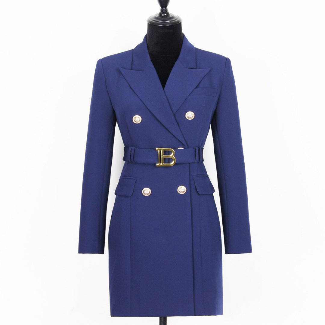 Stylish Plain Blazer Dress - Celeste-Dark Blue-S-Nora Luxe