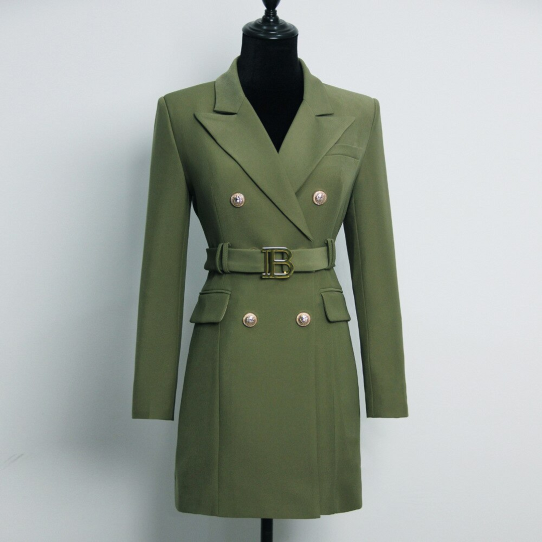 Stylish Plain Blazer Dress - Celeste-Dark Green-S-Nora Luxe