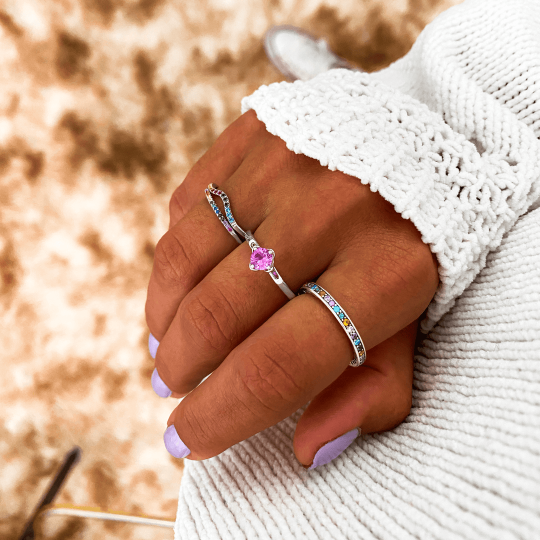 Stylish Rainbow Ring - Aurora-Silver-5-Nora Luxe