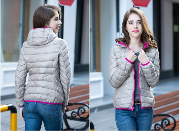 Stylish Reversible Women's Down Jacket - Aurora-Blue-S-Nora Luxe