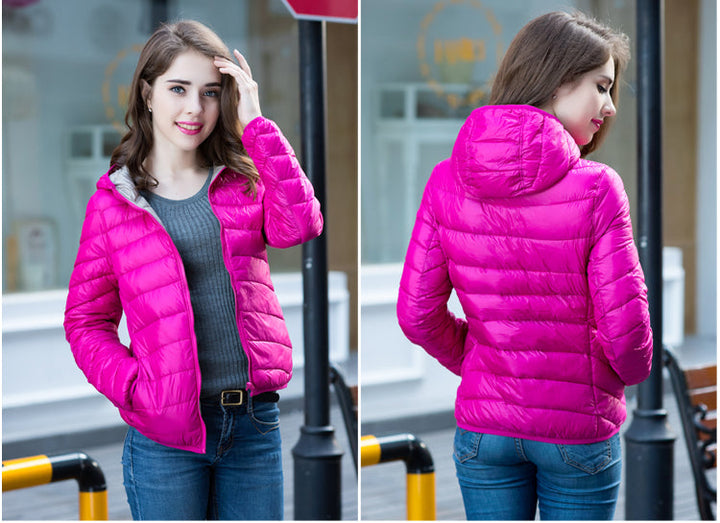 Stylish Reversible Women's Down Jacket - Aurora-Blue-S-Nora Luxe