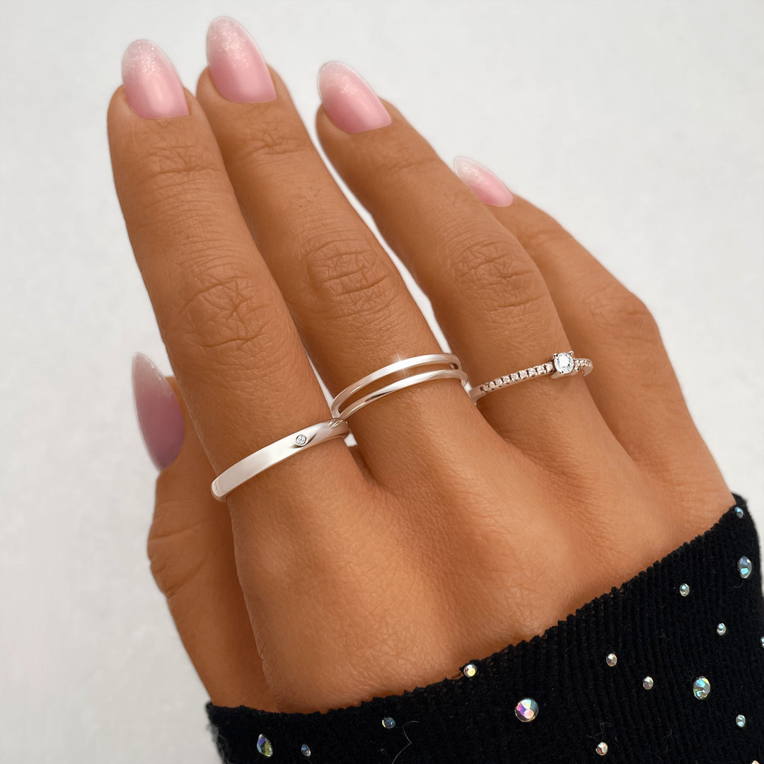 Stylish Ring with Sparkling Zirconia - Sienna-Gold-5-Nora Luxe