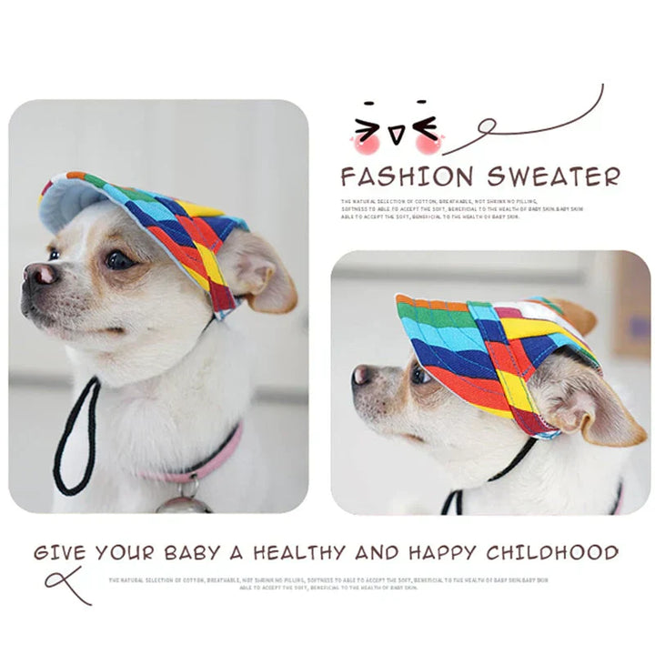 Stylish Round Edge Dog Cap - SunnyPaws-Stripe-S-Nora Luxe
