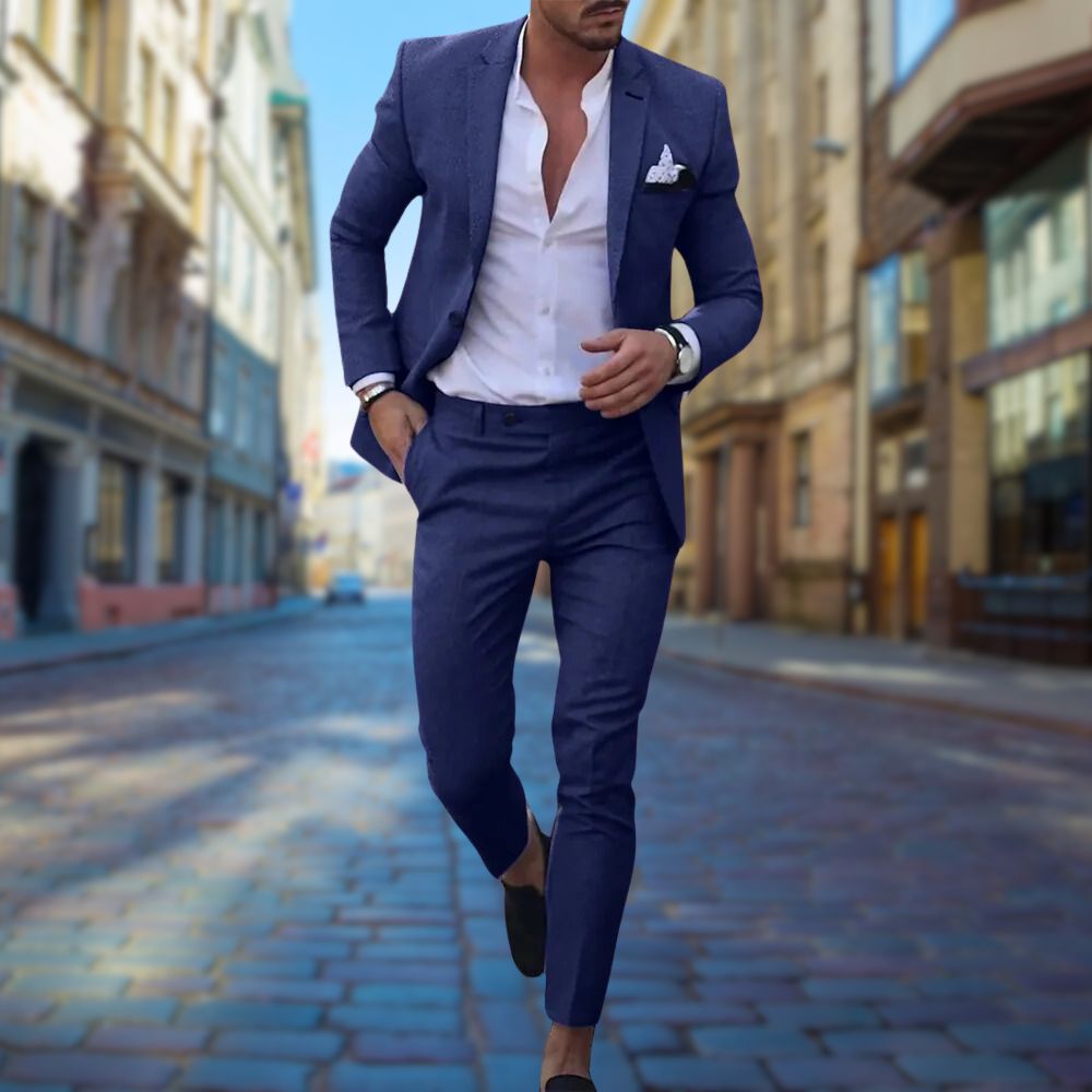 Stylish Slim Fit Men's Suit - Noah-Dark blue-XS-Nora Luxe