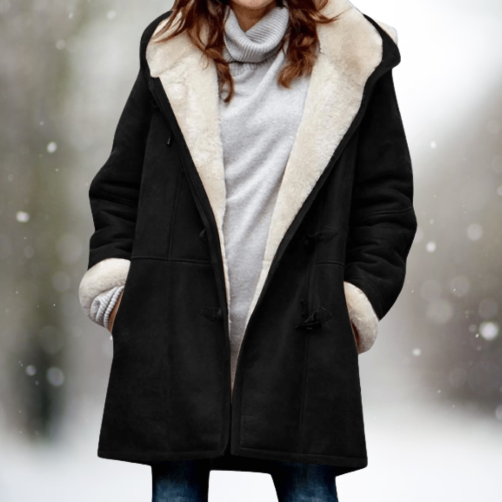 Stylish Suede Fleece Jacket for Women - Camilla-Black-S-Nora Luxe
