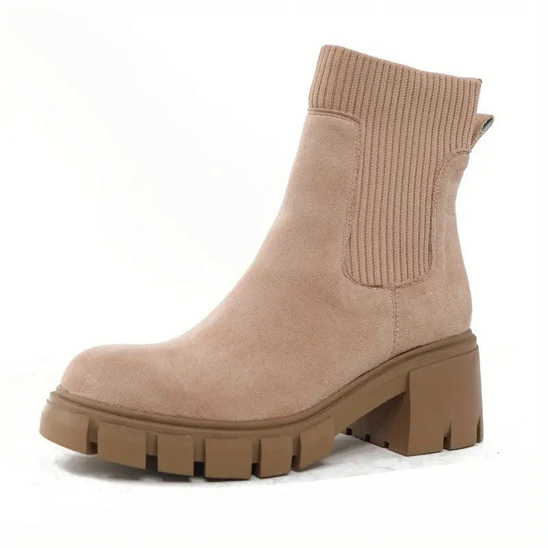 Stylish Suede Winter Shoes for Women - Eloise-Beige-4.5-Nora Luxe