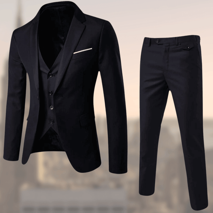 Stylish Three-Piece Men's Suit - Lucas-Black-S-Nora Luxe