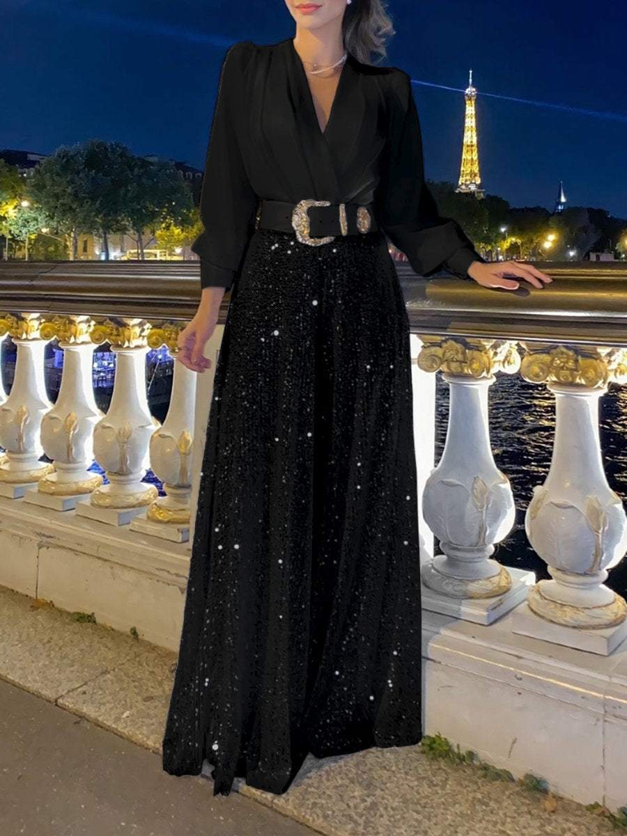 Stylish V-neck Ladies' Dress for Any Occasion - Elisa-S-Nora Luxe